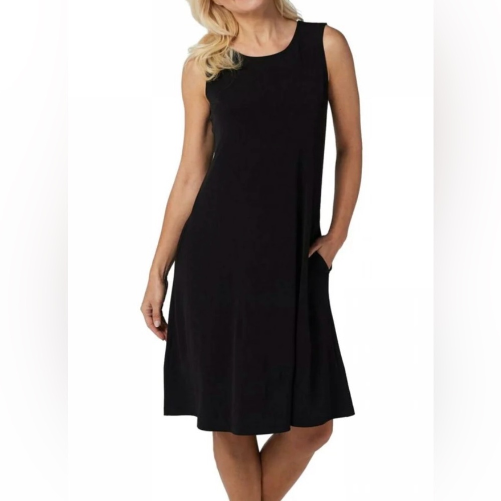 Susan Graver Black Liquid Knit Shift Dress size XL